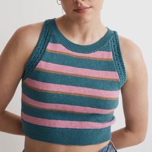 Madewell Crochet-Trim Crop Sweater Tank